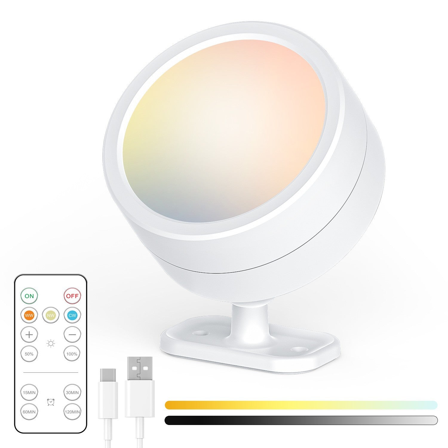 Home Ornaments Lighting Round Rotatable Bedside Wall Lamp