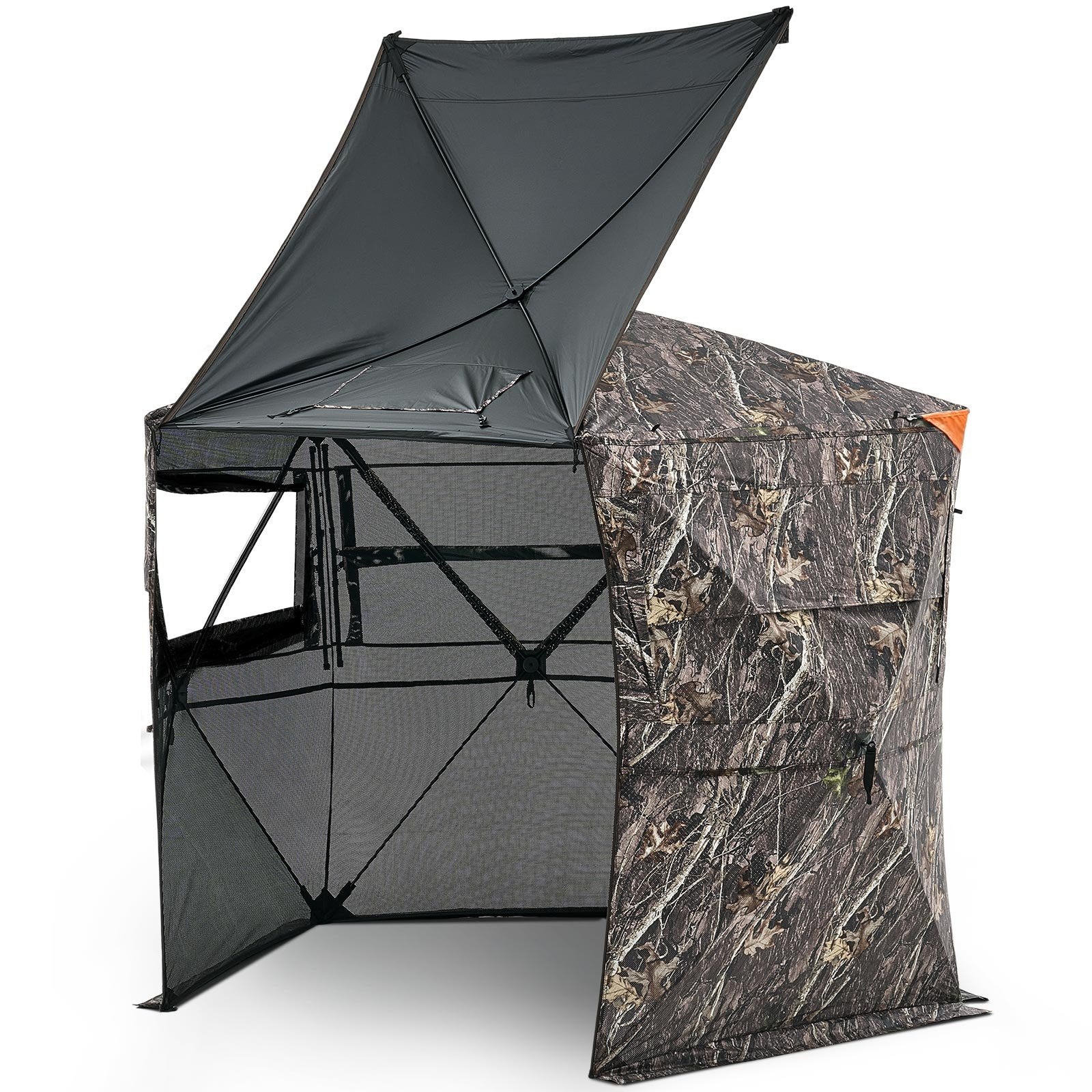 Hunting Blind, 6-7 Person, 288 Degree 5 Side See-Through Ground Blinds With Carrying Bag, Portable Camouflage Tent, Durable Concealed Shelter With Silent Zipper Door And Window, For Turkey Deer
