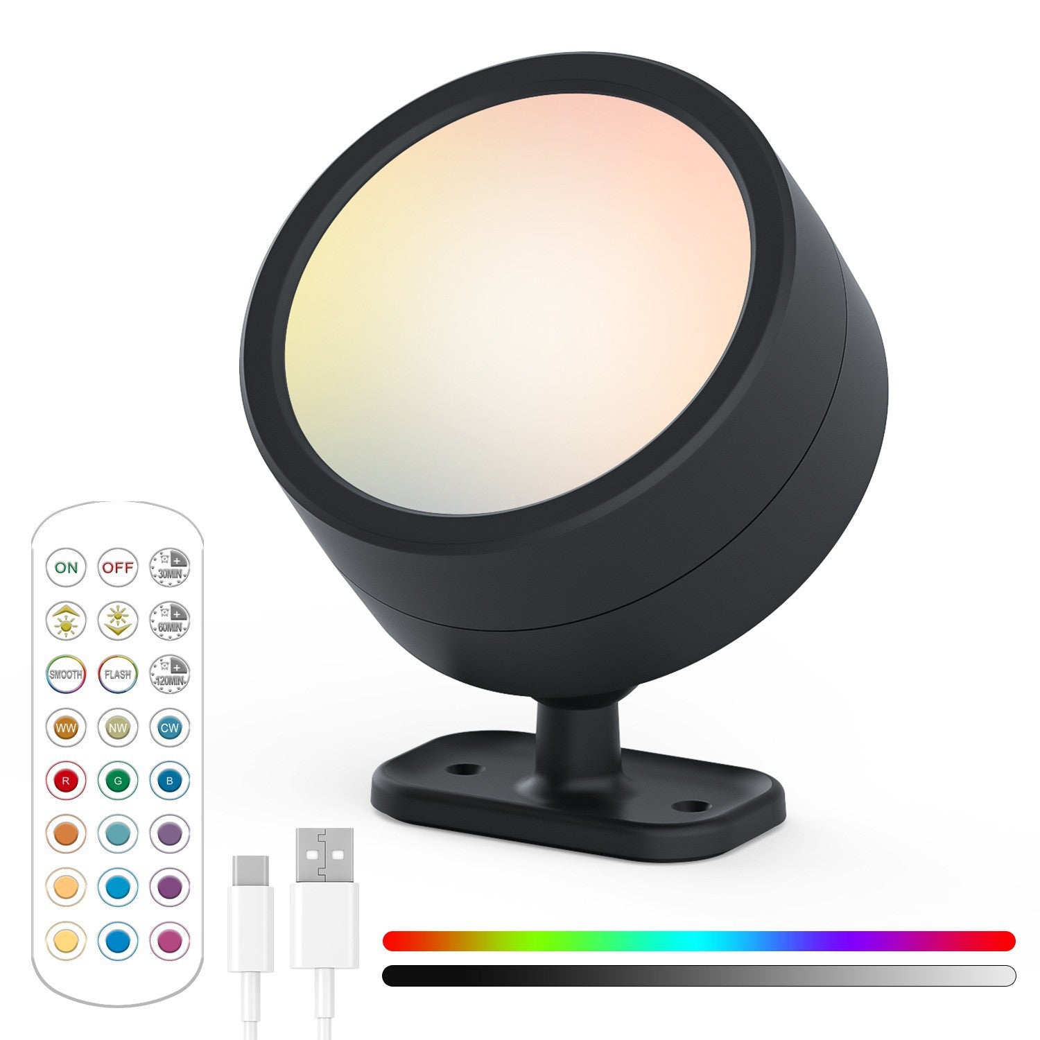 Home Ornaments Lighting Round Rotatable Bedside Wall Lamp